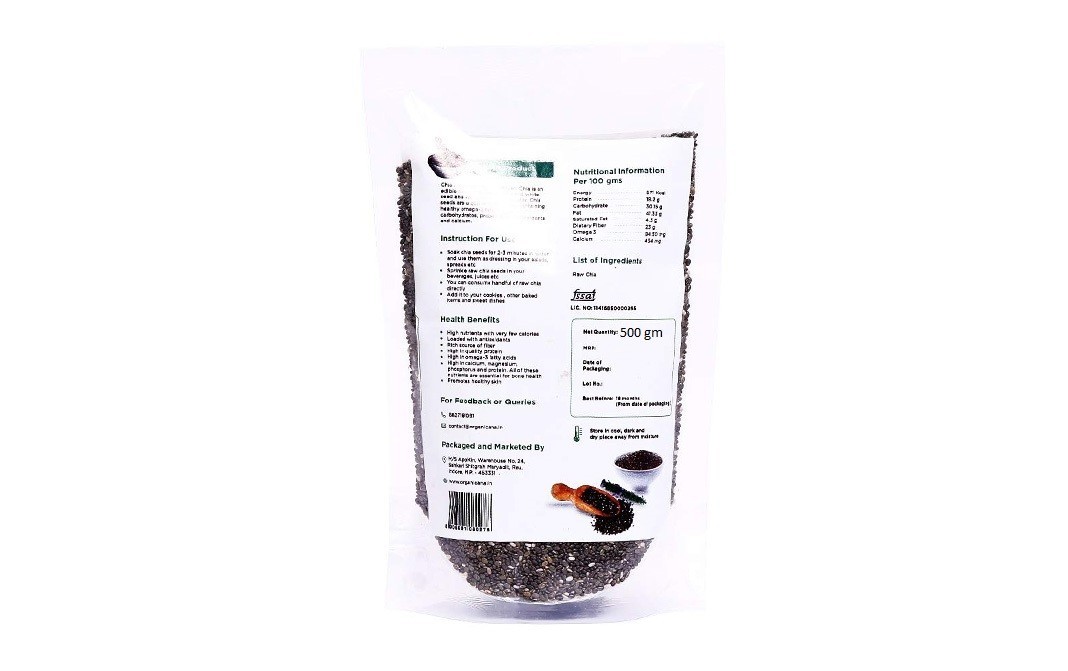 Naturoday Raw Chia Seeds    Pack  500 grams